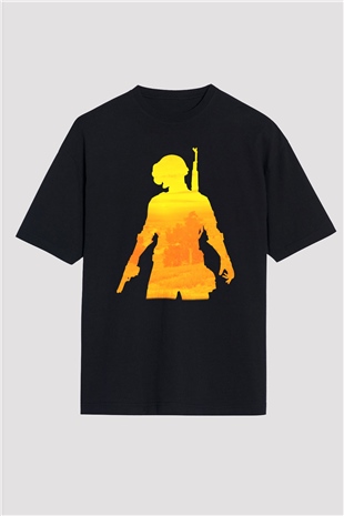 PUBG Siyah Unisex Oversize Tişört T-Shirt