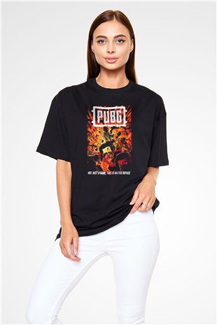 PUBG Siyah Unisex Oversize Tişört T-Shirt