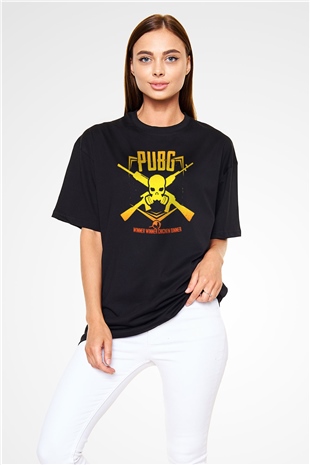 PUBG Siyah Unisex Oversize Tişört T-Shirt