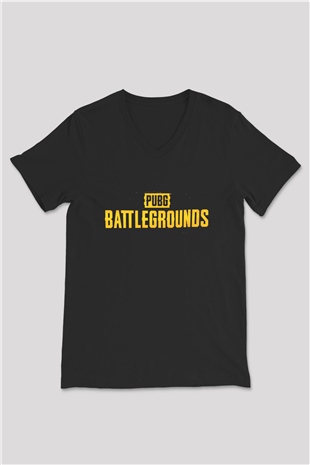 PUBG Siyah Unisex V Yaka Tişört