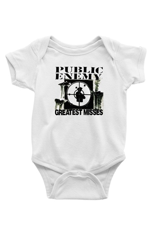 Public Enemy Baskılı Beyaz Unisex Bebek Body - Zıbın