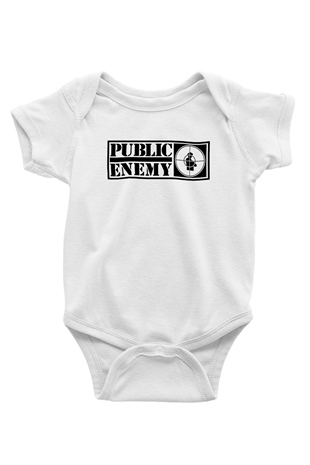 Public Enemy Baskılı Beyaz Unisex Bebek Body - Zıbın