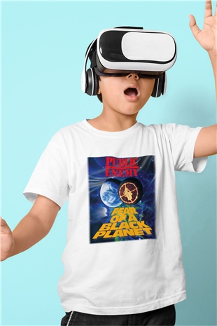 Public Enemy Baskılı Beyaz Unisex Çocuk Tişört