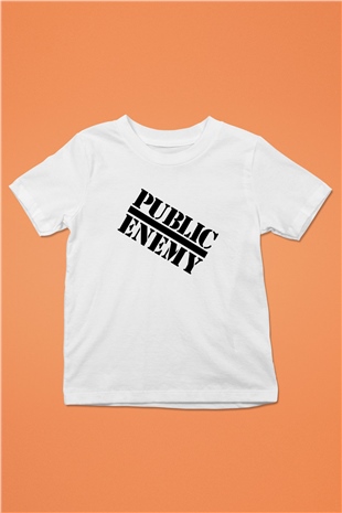 Public Enemy Baskılı Beyaz Unisex Çocuk Tişört