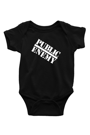 Public Enemy Baskılı Siyah Bebek Body - Zıbın