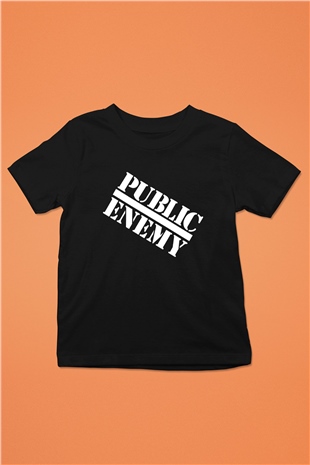Public Enemy Baskılı Siyah Unisex Çocuk Tişört