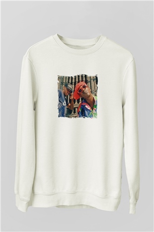 Public Enemy Baskılı Unisex Beyaz Sweatshirt