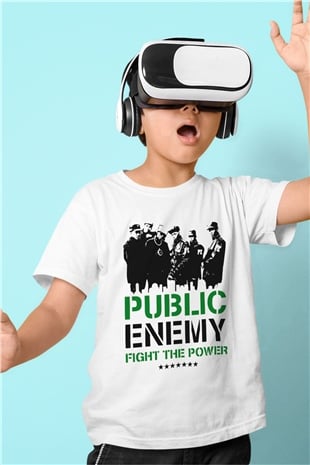 Public Enemy Beyaz Unisex Çocuk Tişört