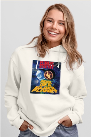 Public Enemy Beyaz Unisex Kapşonlu Sweatshirt
