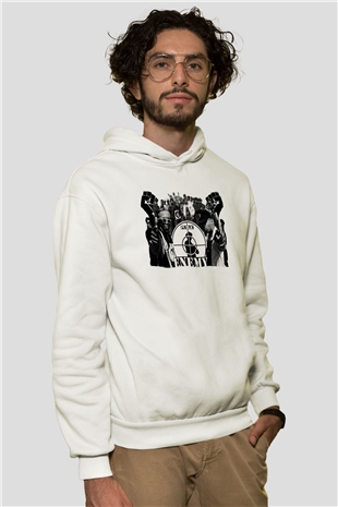 Public Enemy Beyaz Unisex Kapüşonlu Sweatshirt