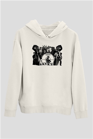 Public Enemy Beyaz Unisex Kapüşonlu Sweatshirt
