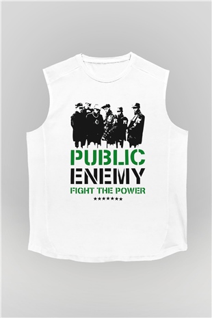 Public Enemy Beyaz Unisex Kolsuz Tişört
