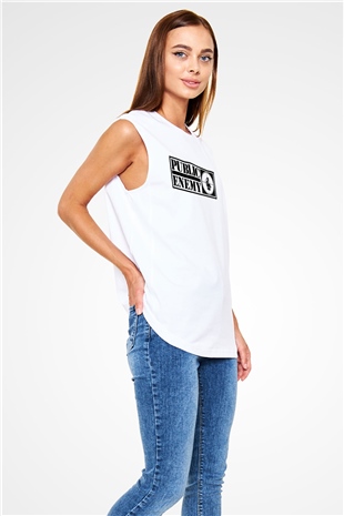 Public Enemy Beyaz Unisex Kolsuz Tişört