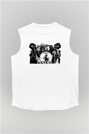 Public Enemy Beyaz Unisex Kolsuz Tişört