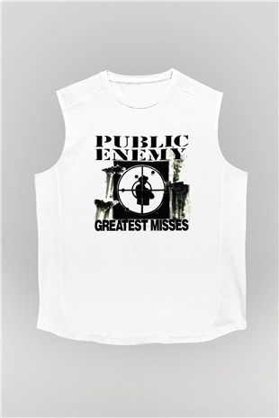Public Enemy Beyaz Unisex Kolsuz Tişört