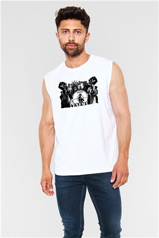 Public Enemy Beyaz Unisex Kolsuz Tişört