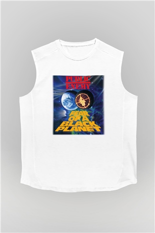 Public Enemy Beyaz Unisex Kolsuz Tişört