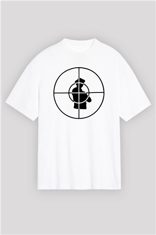 Public Enemy Beyaz Unisex Oversize Tişört T-Shirt