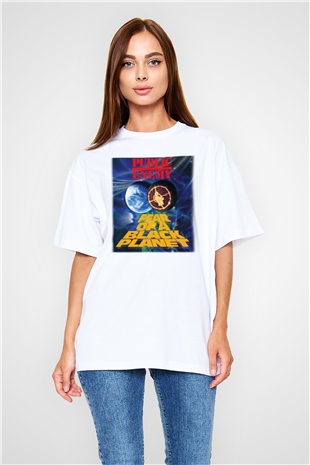 Public Enemy Beyaz Unisex Oversize Tişört T-Shirt