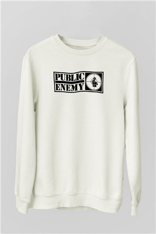Public Enemy Beyaz Unisex Sweatshirt