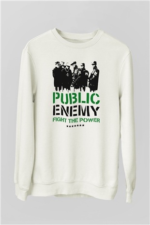 Public Enemy Beyaz Unisex Sweatshirt