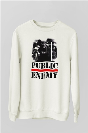 Public Enemy Beyaz Unisex Sweatshirt