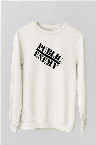 Public Enemy Beyaz Unisex Sweatshirt