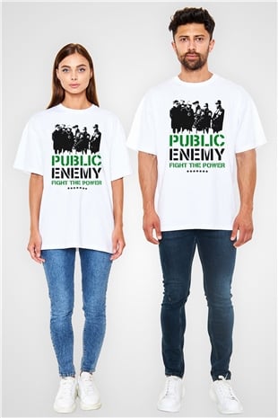Public Enemy Beyaz Oversize Tişört Oversize T-shirt - TişörtFabrikası