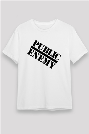 Public Enemy Beyaz Unisex Tişört T-Shirt - TişörtFabrikası