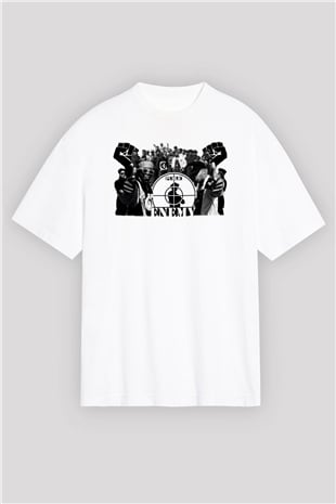 Public Enemy Beyaz Oversize Tişört Oversize T-shirt - TişörtFabrikası