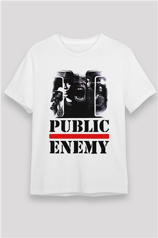 Public Enemy Beyaz Unisex Tişört T-Shirt - TişörtFabrikası