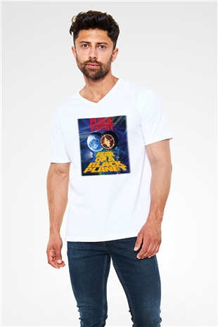 Public Enemy Beyaz Unisex V Yaka Tişört T-Shirt