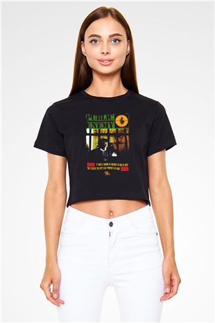 Public Enemy Siyah  Crop Top Tişört
