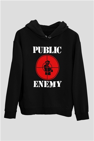 Public Enemy Siyah Unisex Hoodie
