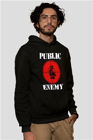 Public Enemy Siyah Unisex Hoodie