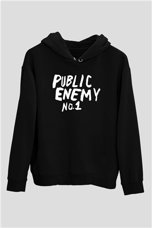 Public Enemy Siyah Unisex Hoodie