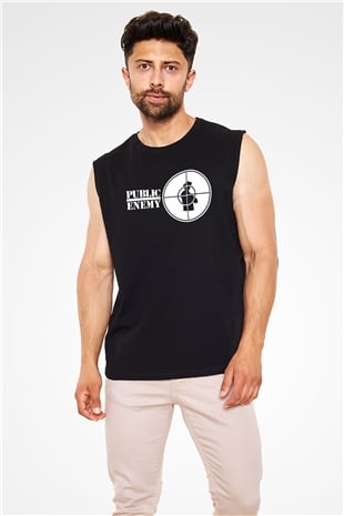 Public Enemy Siyah Unisex Kolsuz Tişört