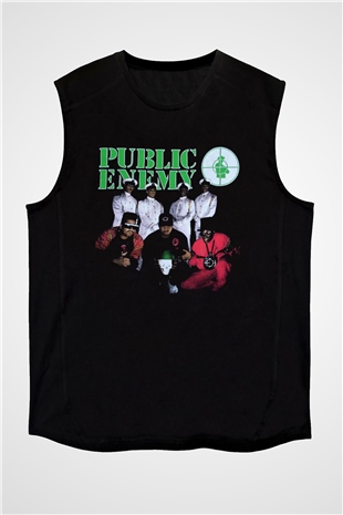 Public Enemy Siyah Unisex Kolsuz Tişört
