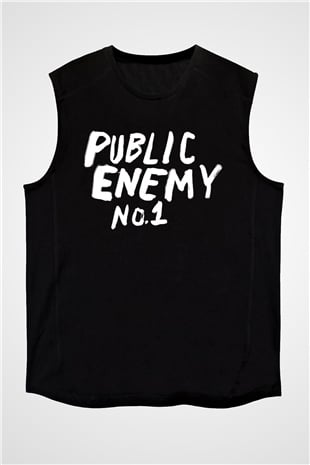 Public Enemy Siyah Unisex Kolsuz Tişört