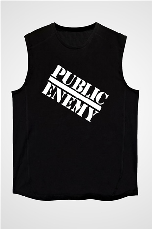 Public Enemy Siyah Unisex Kolsuz Tişört