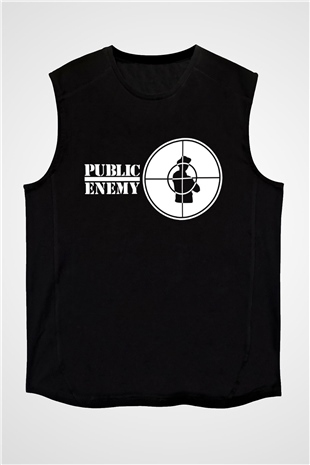 Public Enemy Siyah Unisex Kolsuz Tişört
