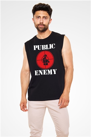 Public Enemy Siyah Unisex Kolsuz Tişört