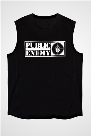 Public Enemy Siyah Unisex Kolsuz Tişört