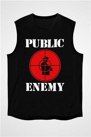 Public Enemy Siyah Unisex Kolsuz Tişört
