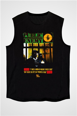 Public Enemy Siyah Unisex Kolsuz Tişört