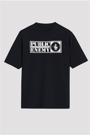Public Enemy Siyah Unisex Oversize Tişört T-Shirt