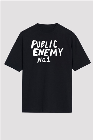Public Enemy Siyah Unisex Oversize Tişört T-Shirt