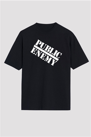 Public Enemy Siyah Unisex Oversize Tişört T-Shirt