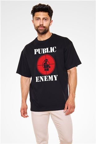 Public Enemy Siyah Unisex Oversize Tişört T-Shirt