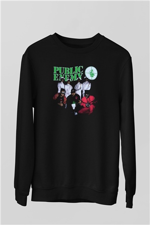 Public Enemy Siyah Unisex Sweatshirt
